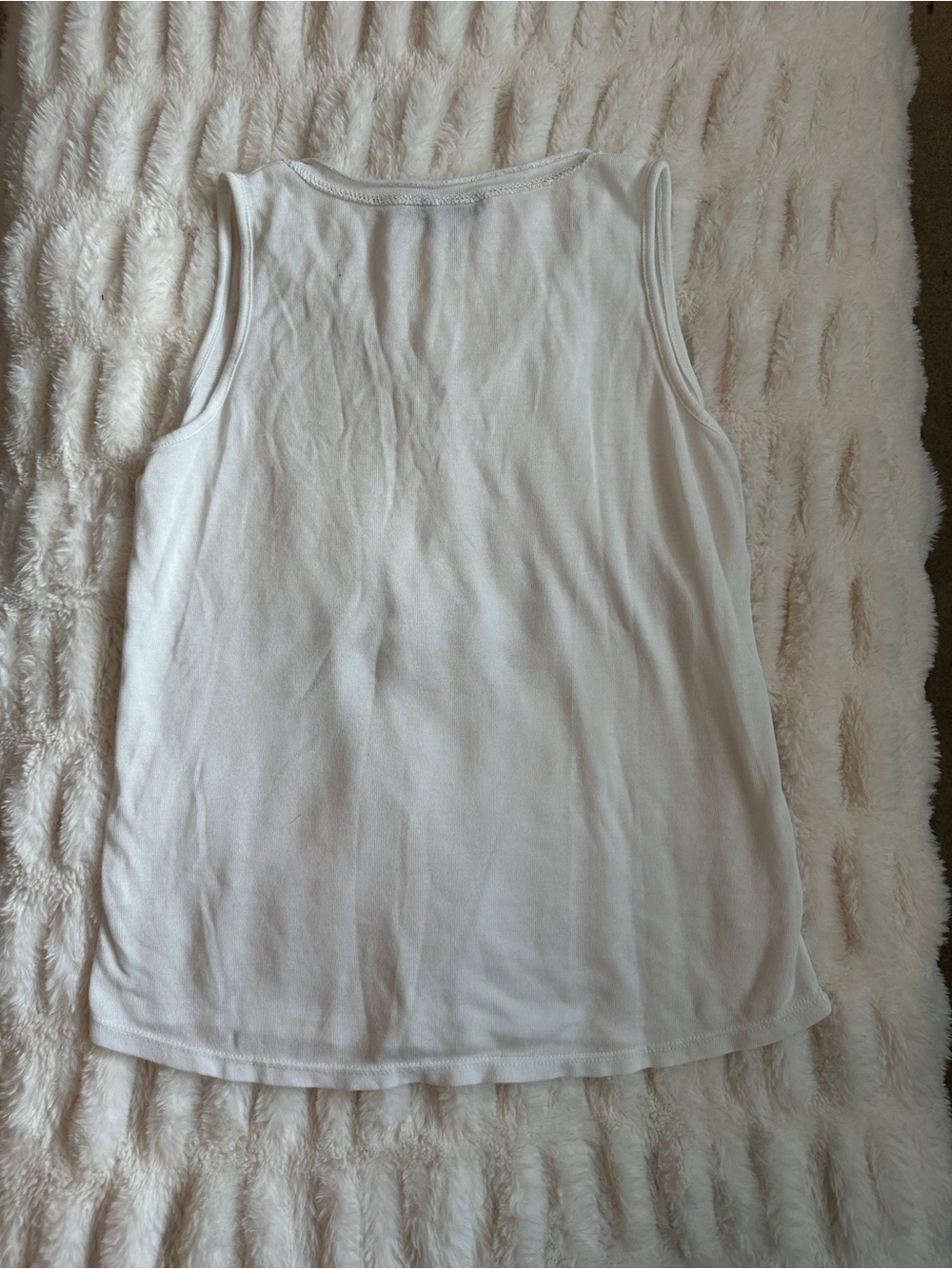 M Made In Italy White V-Neck Women’s Tank Top w/ Silver Lining - Size M - Picture 7 of 7